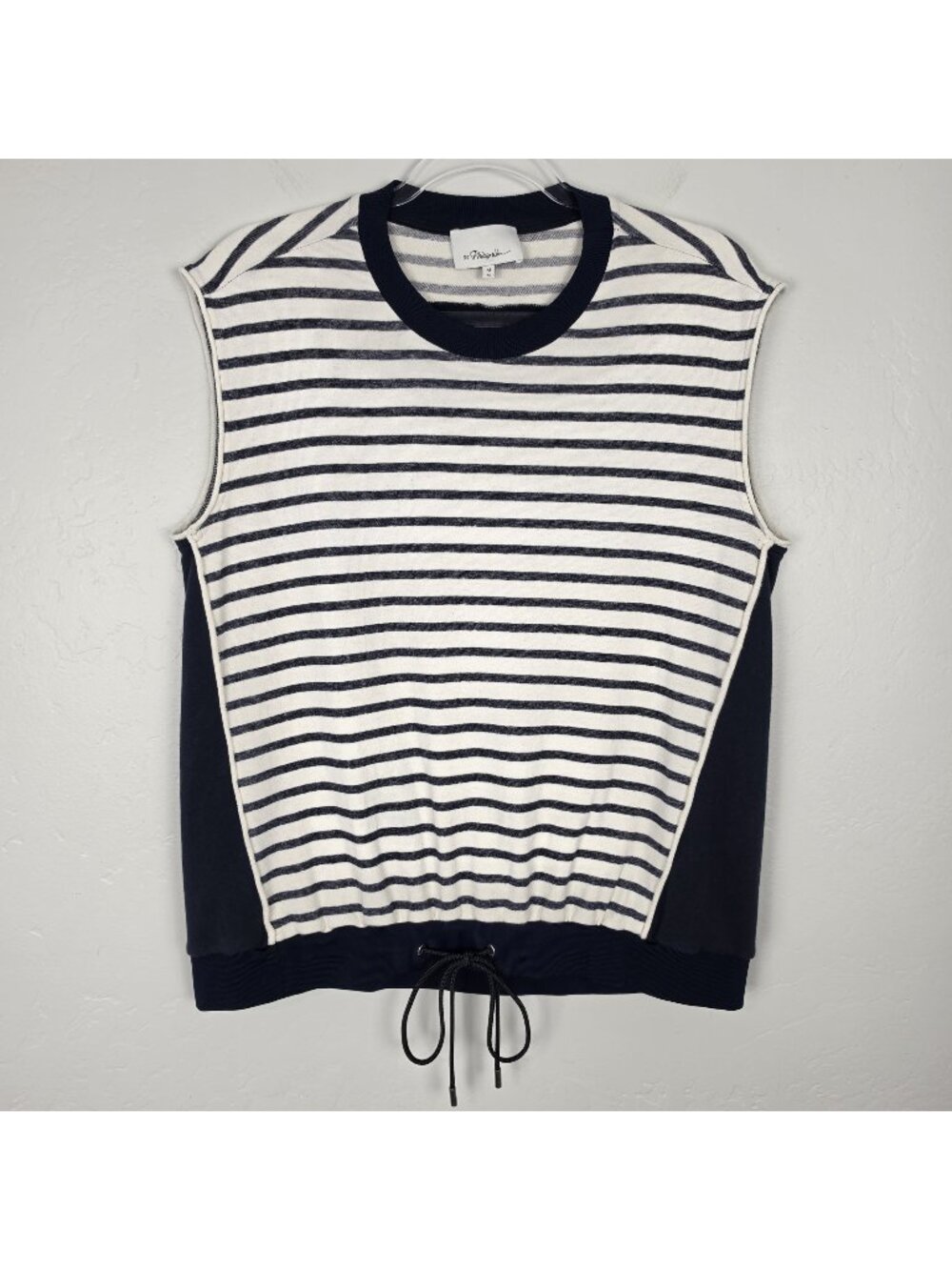 3.1 Phillip Lim Sleeveless Sweatshirt Vest Striped Nautical Coastal Navy White M